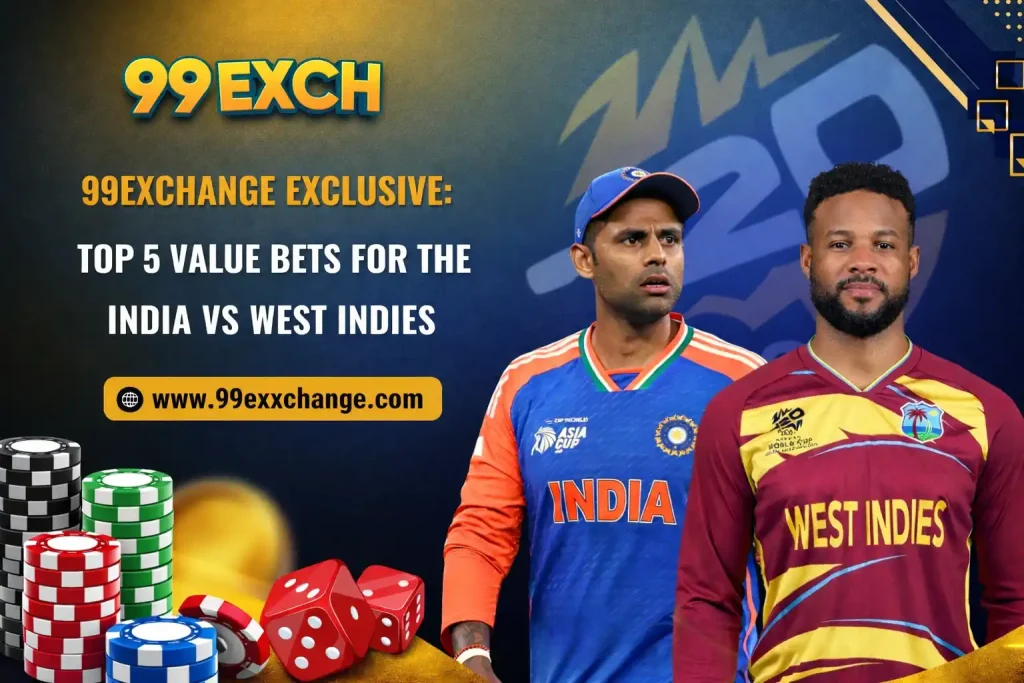 India Vs West Indies Live Betting: 99Exchange Top 5 Value Bets